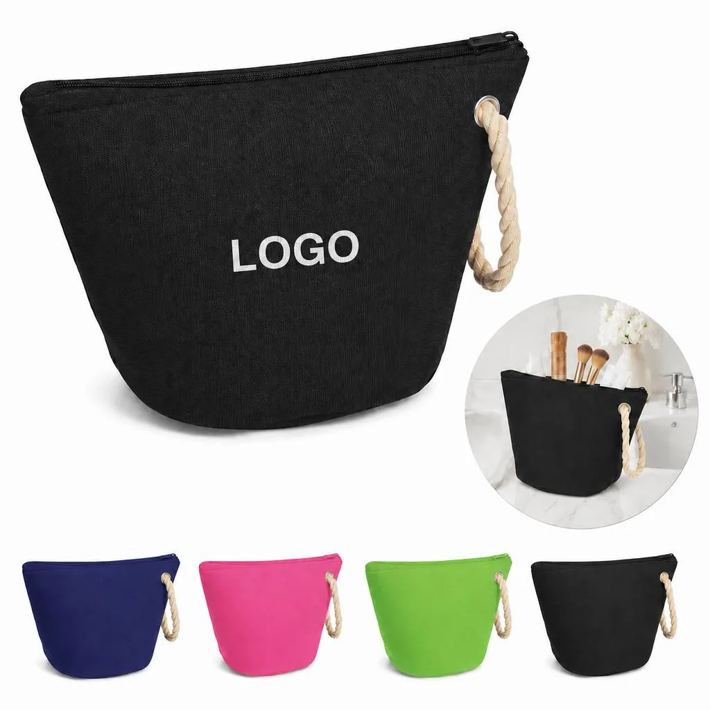 Wide Bottom Cosmetic Bag with Adjustable Rope Strap