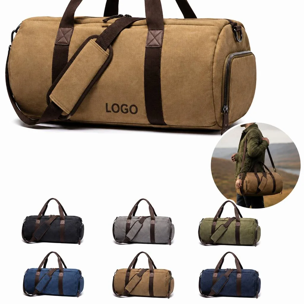Spacious Canvas Travel Duffel Bag with Adjustable Shoulder