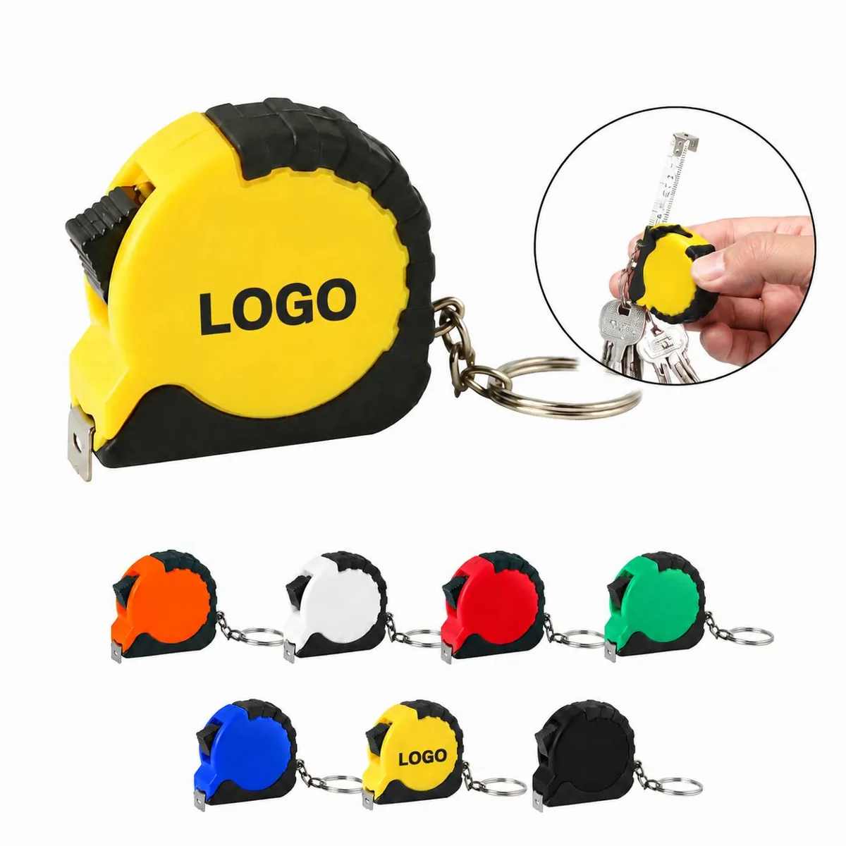 Mini Retractable Tape Measure Keychain with Grip Surface