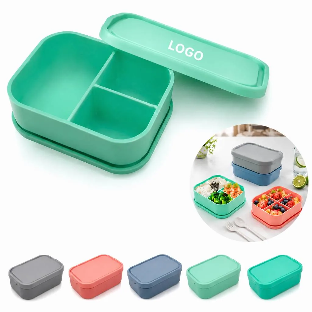 3-Compartment Silicone Lunch Box, 26oz, Microwave &