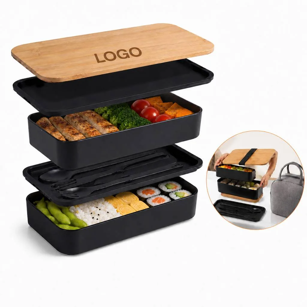 60 oz 2-Tier Bento Lunch Box with Compartments for Adults