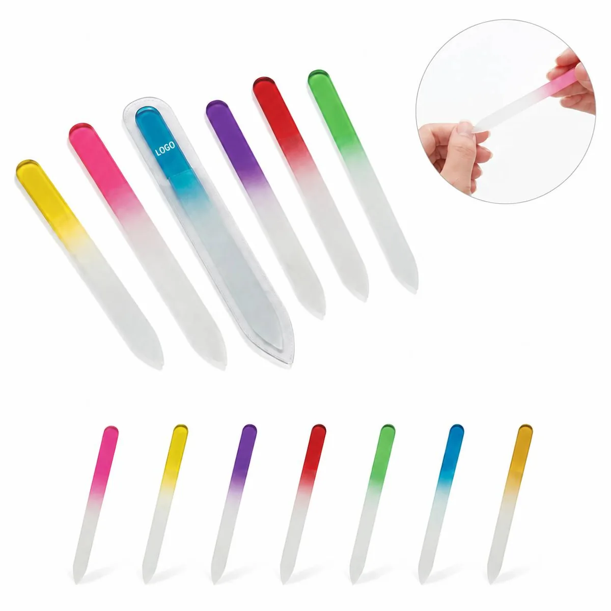 Customized Tempered Glass Nail Files with Protective Sleeve