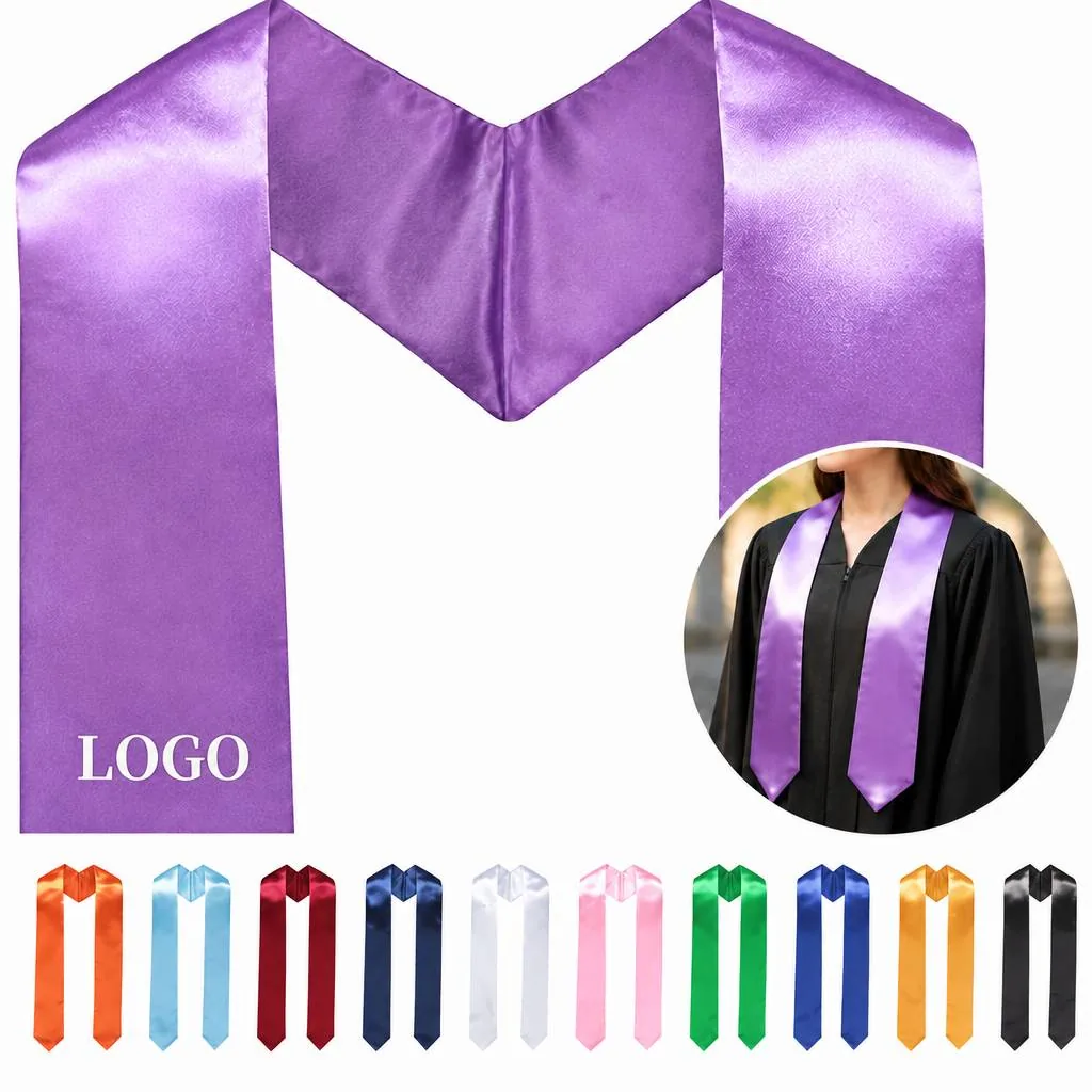 Custom Satin Graduation Stole with Personalized Text Design