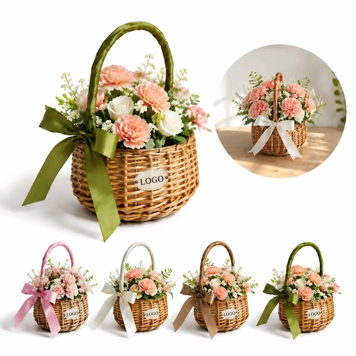 Natural Willow Woven Basket with Handle for Home Decor and More