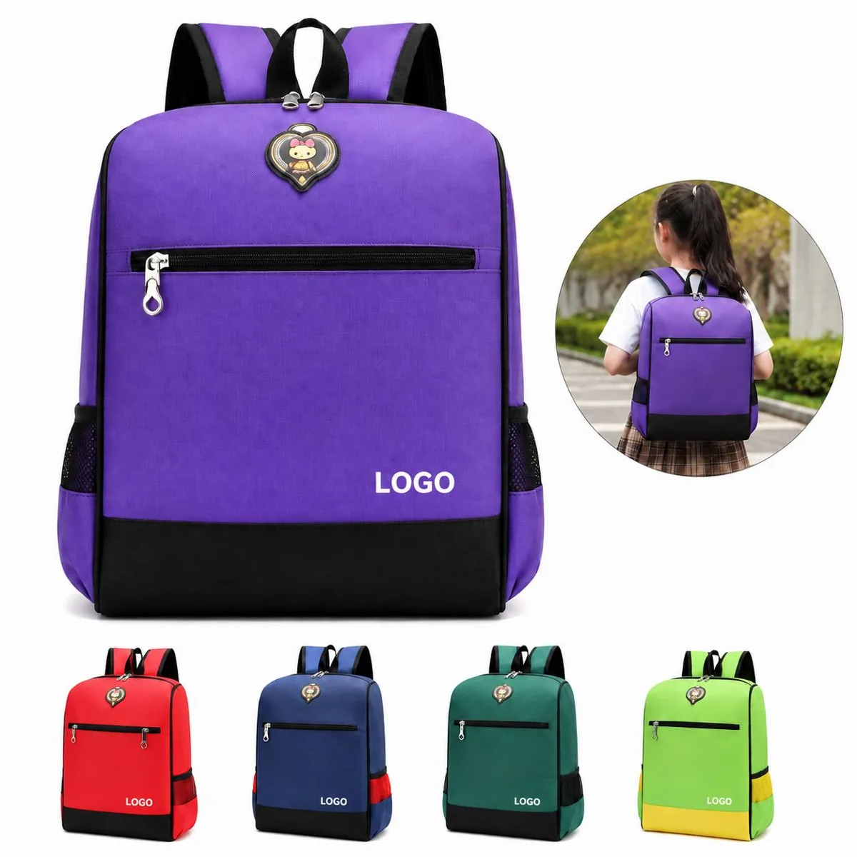 Durable Water-Resistant Zippered School Backpack with Added Functionality