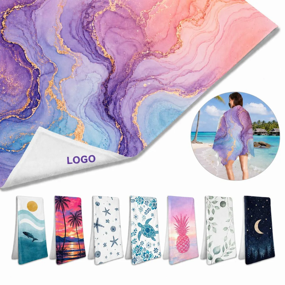 Quick-Dry Microfiber Beach Towel for Travel and Outdoor Use