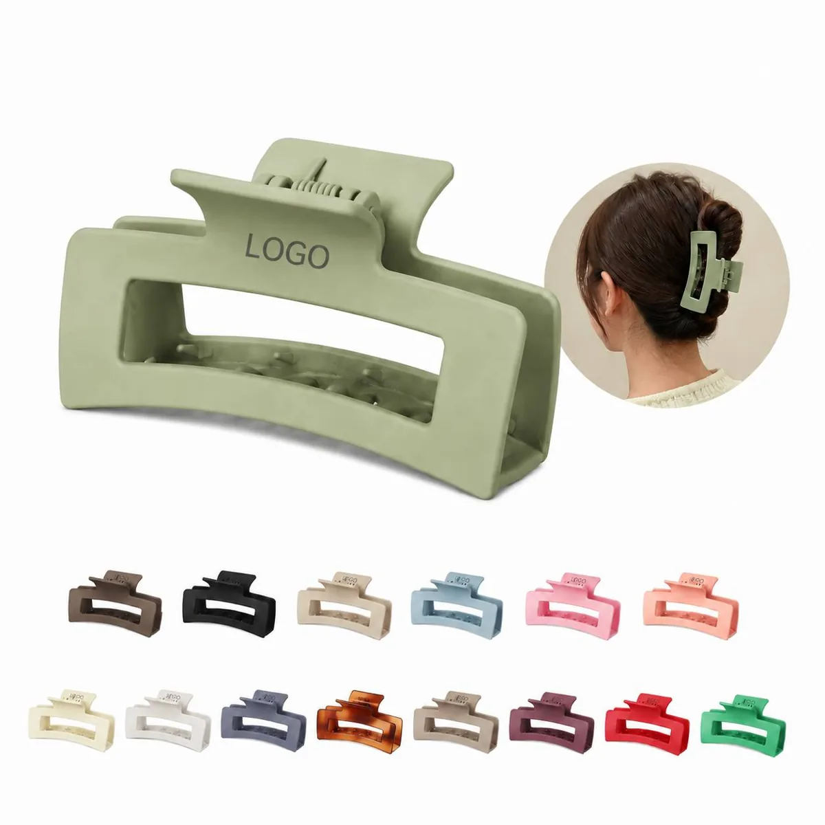 Full Color Acrylic Rectangle Hair Claw Clip for Secure