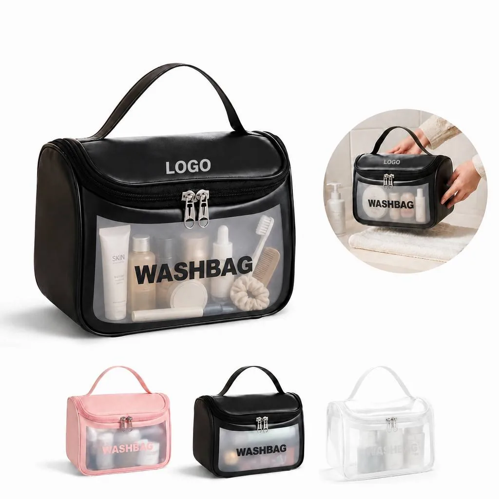 Travel Makeup Bag Organizer with Clear Top and Multiple