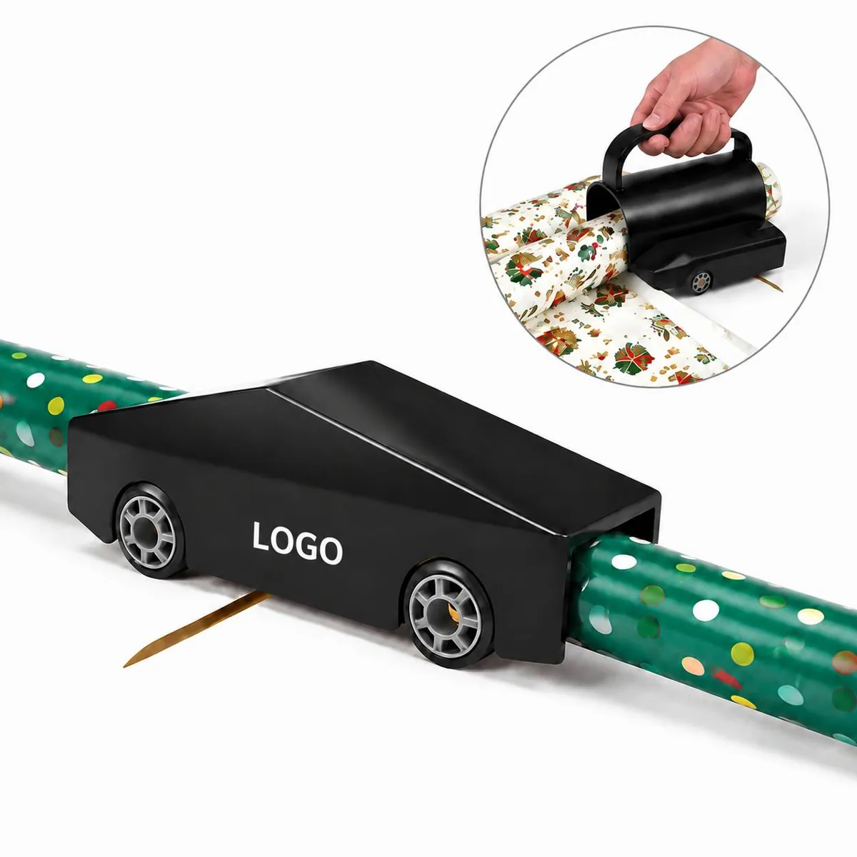 Safety Paper Cutter with Guide Wheels for Gift Wrapping