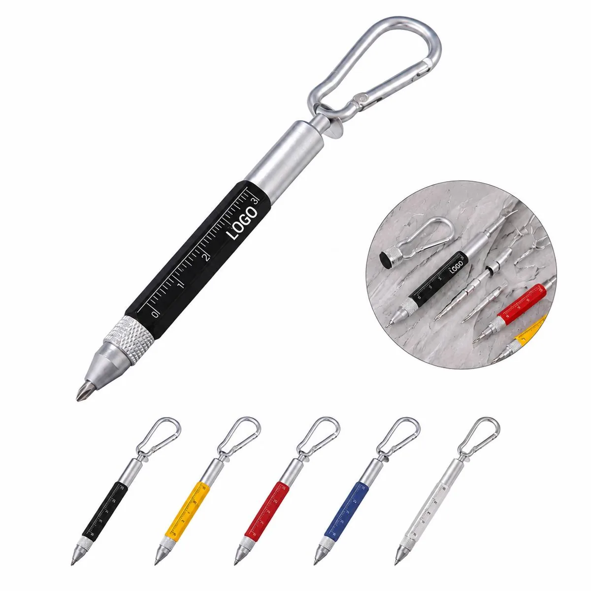 6-in-1 Multi-Tool Pen with Stylus, Level, Ruler,