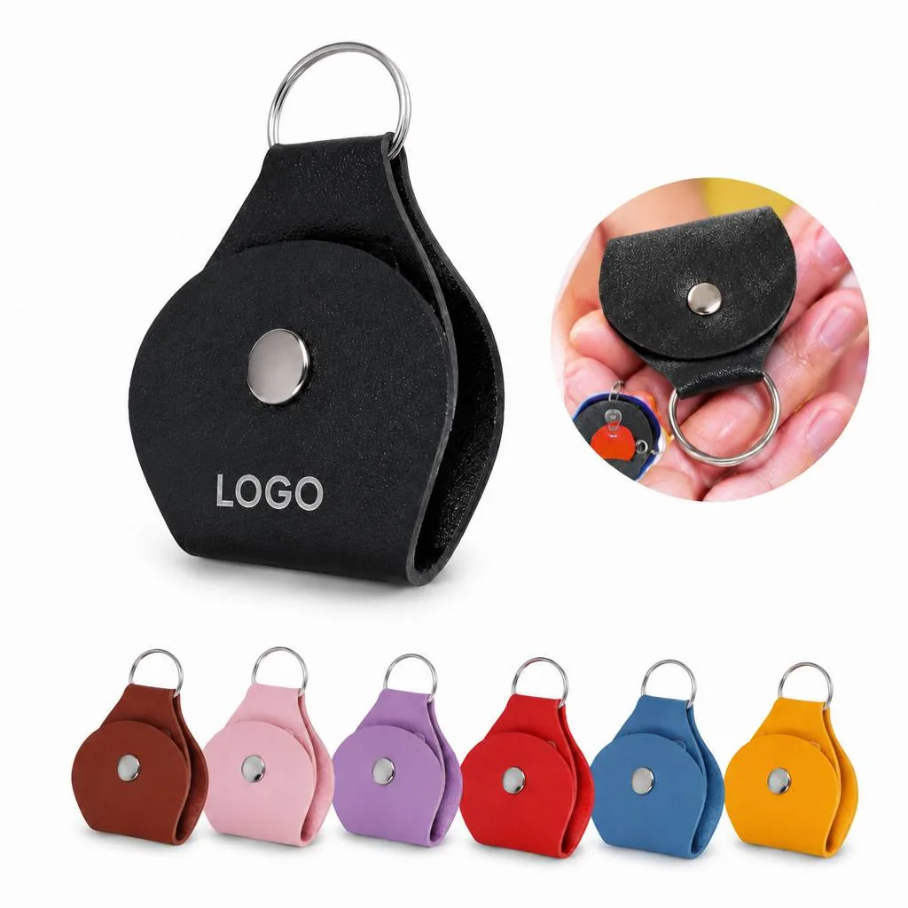 Leather Snap-Button Pick Case with Keyring