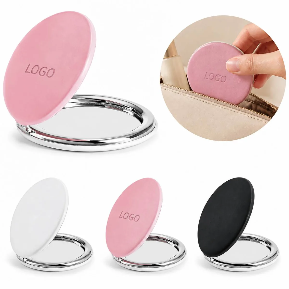 PU Leather Folding Pocket Makeup Mirror