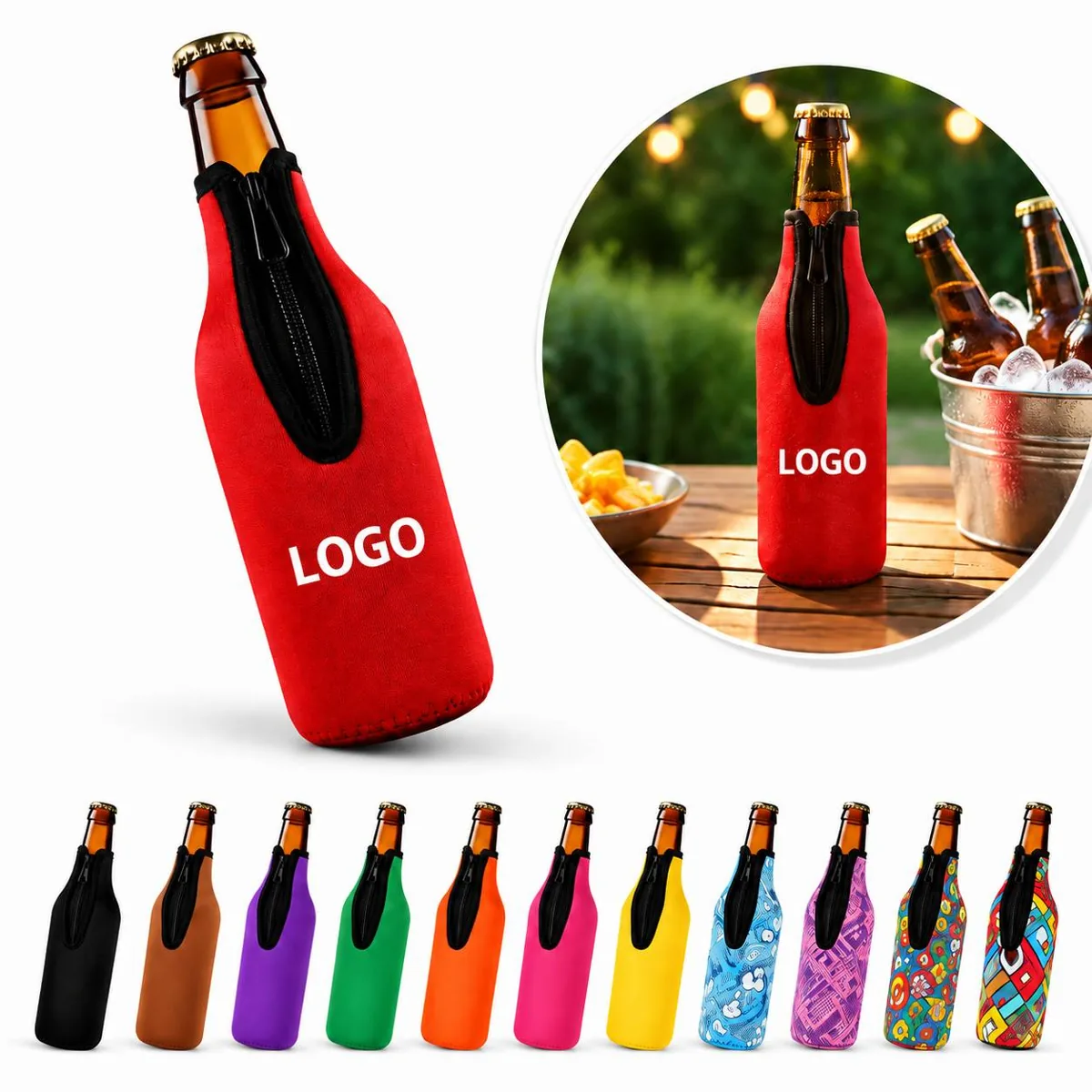 11 oz Zippered Neoprene Insulated Bottle Sleeve