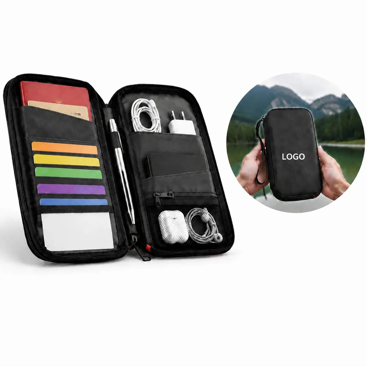 RFID Passport Wallet Travel Document Organizer with Secure