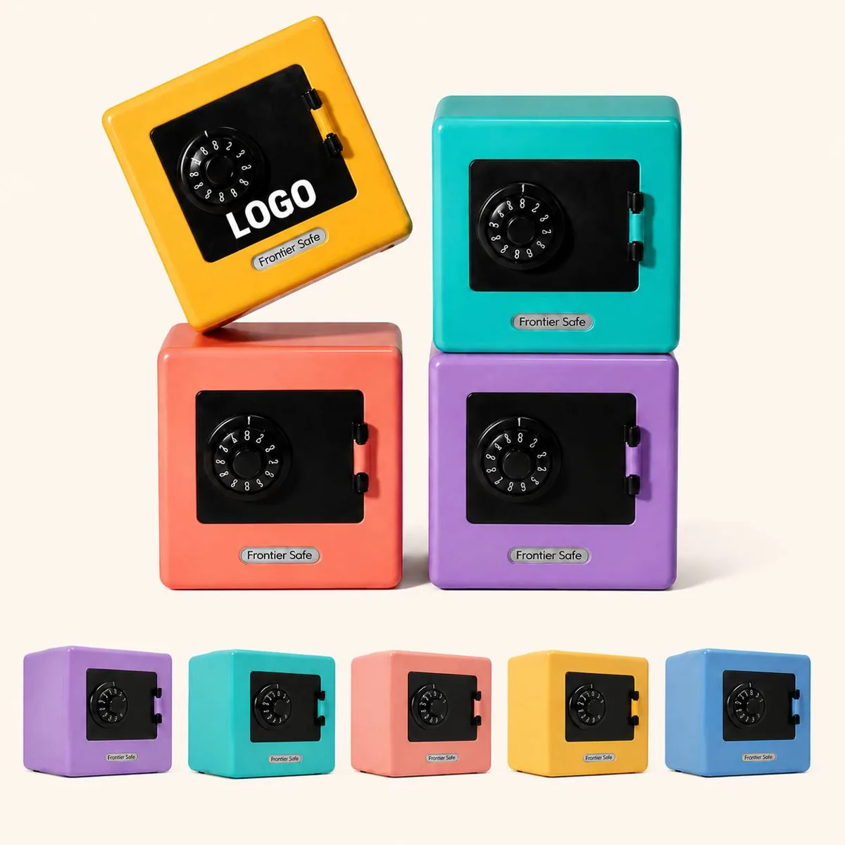 Plastic Safe Box Coin Bank with Lock for Kids and Adults