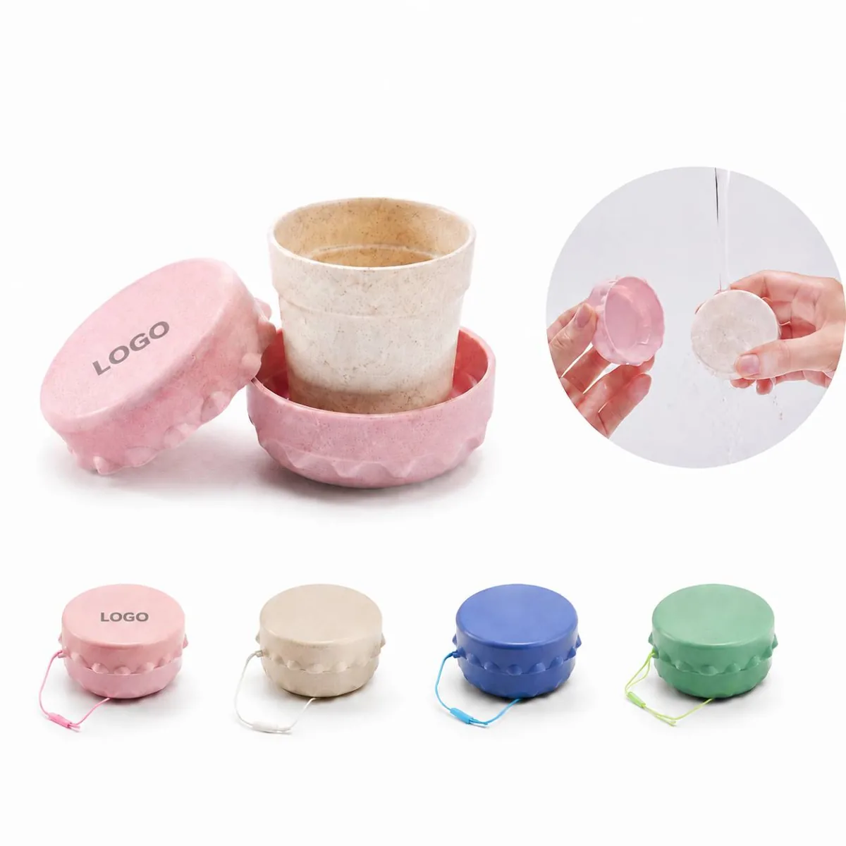 Collapsible Wheat Straw Cup with Lid, 5oz Reusable