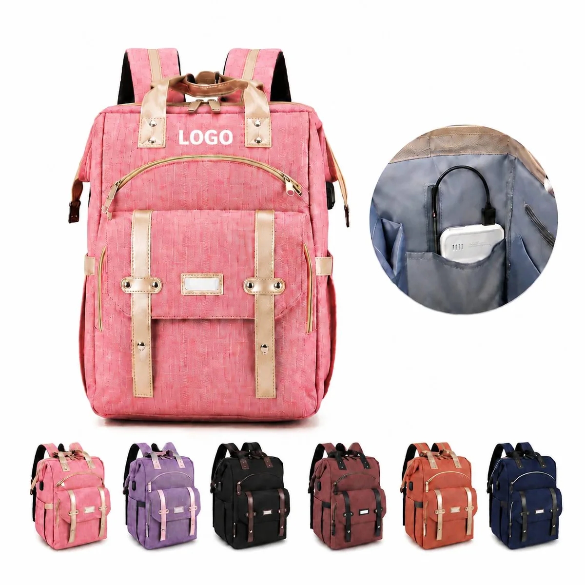 Large Capacity Water-Resistant Laptop Backpack Diaper Bag