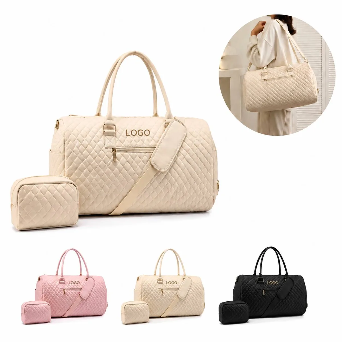 Women's Carry-On Travel Bag with Shoe Compartment & Laptop