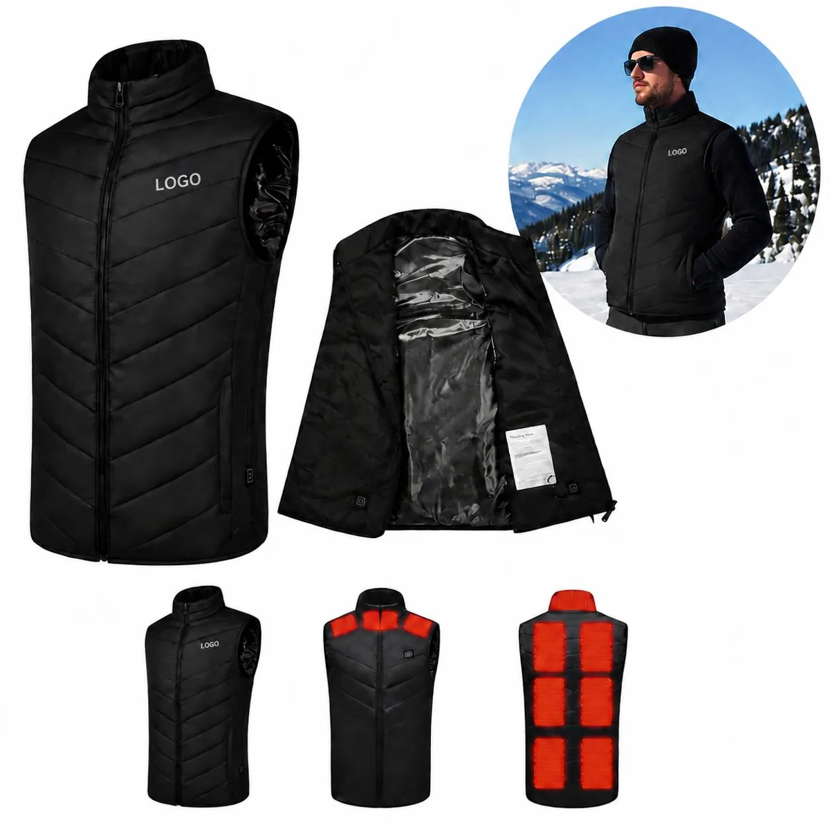 9-Zone Heated Vest with Rechargeable Battery for Outdoor