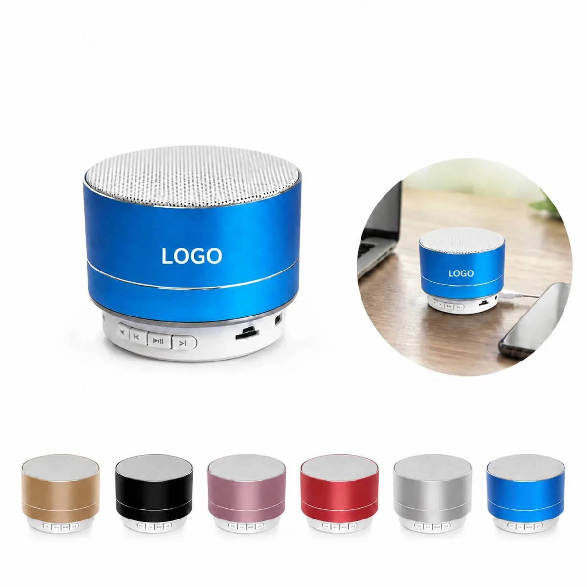 Portable Aluminum Wireless Speaker with Built-in Mic