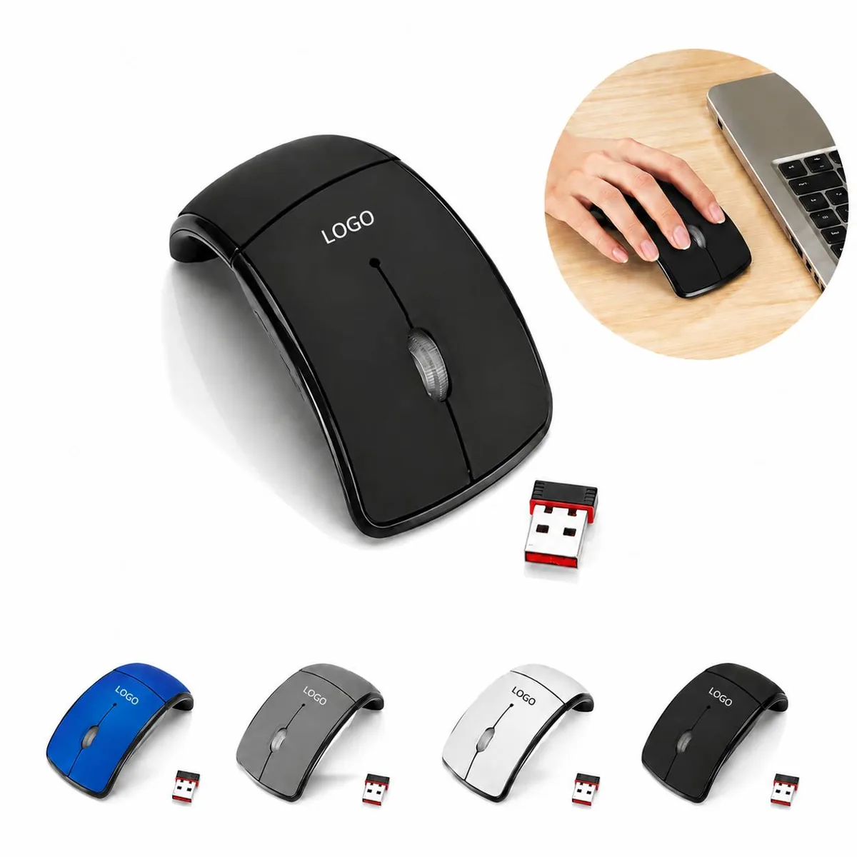 Portable Wireless Foldable Mouse with Wireless/USB