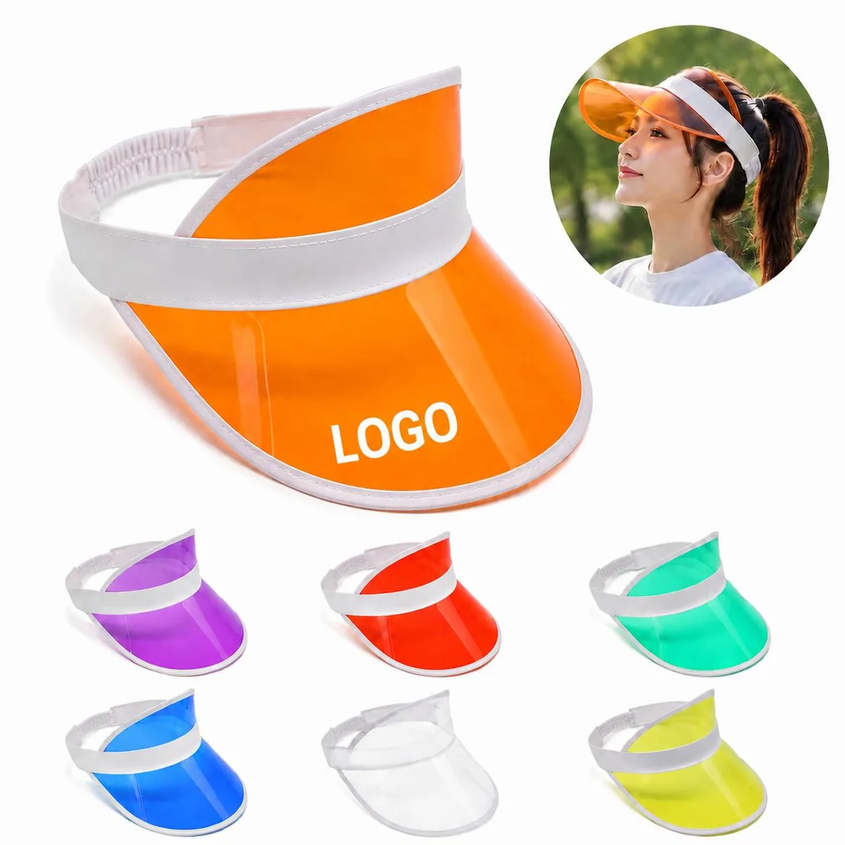 Clear PVC Sun Visor Hat for Summer Outdoor Sun Protection