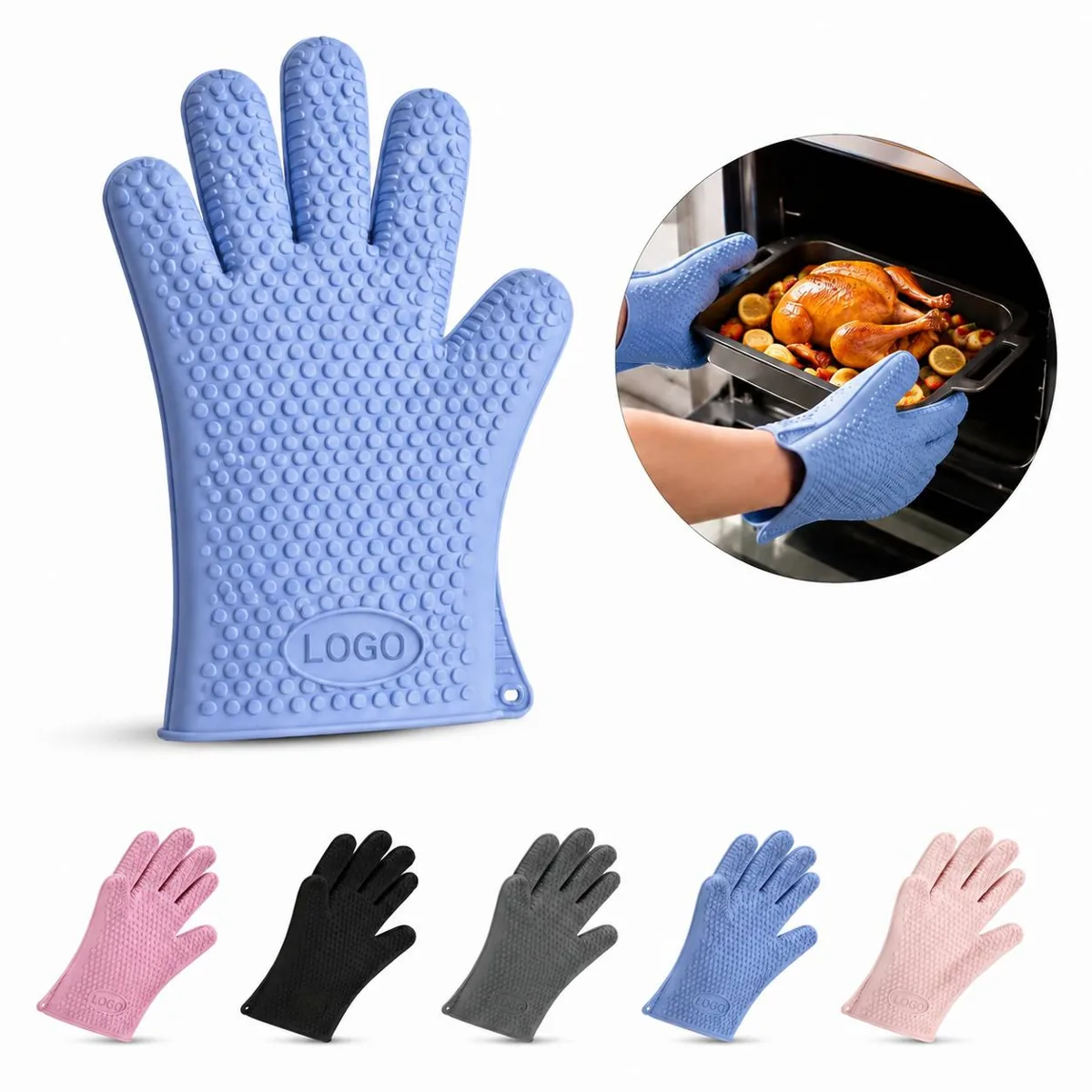 Heat-Resistant Non-Slip Silicone Gloves for Cooking and More