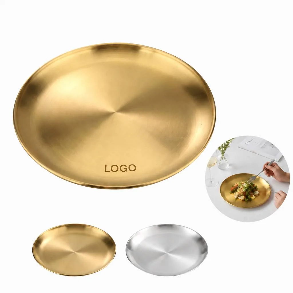 Stainless Steel Dinner Plates, Durable Round Plates for Everyday Use