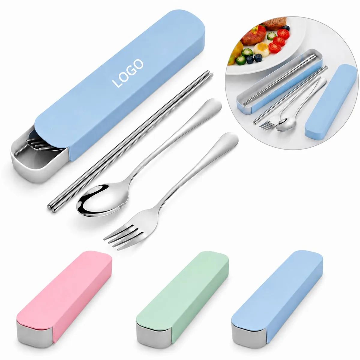 Mirror Polished Stainless Steel Portable Cutlery Set with Added Functionality