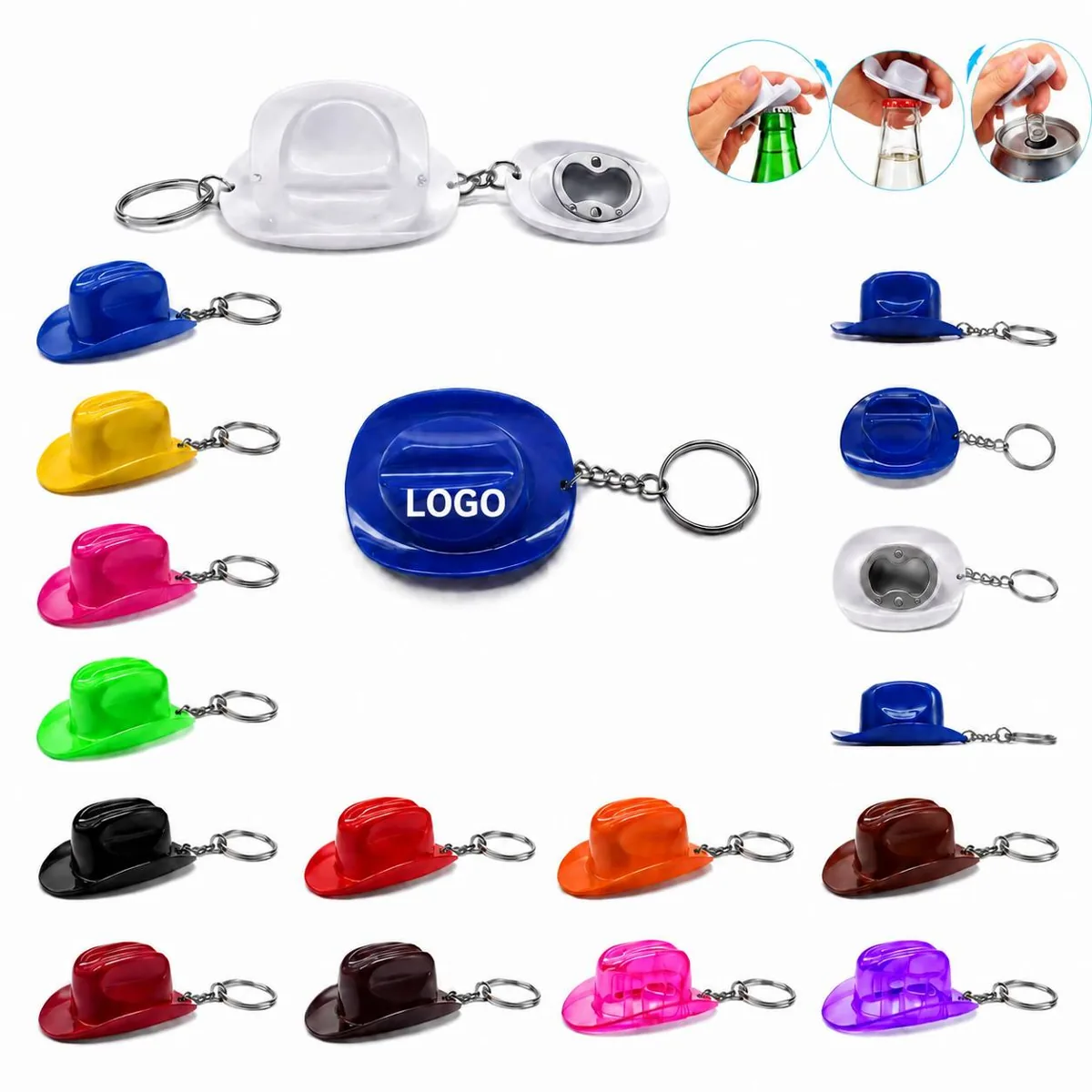Cowboy Hat Design Metal Bottle Opener Keychain