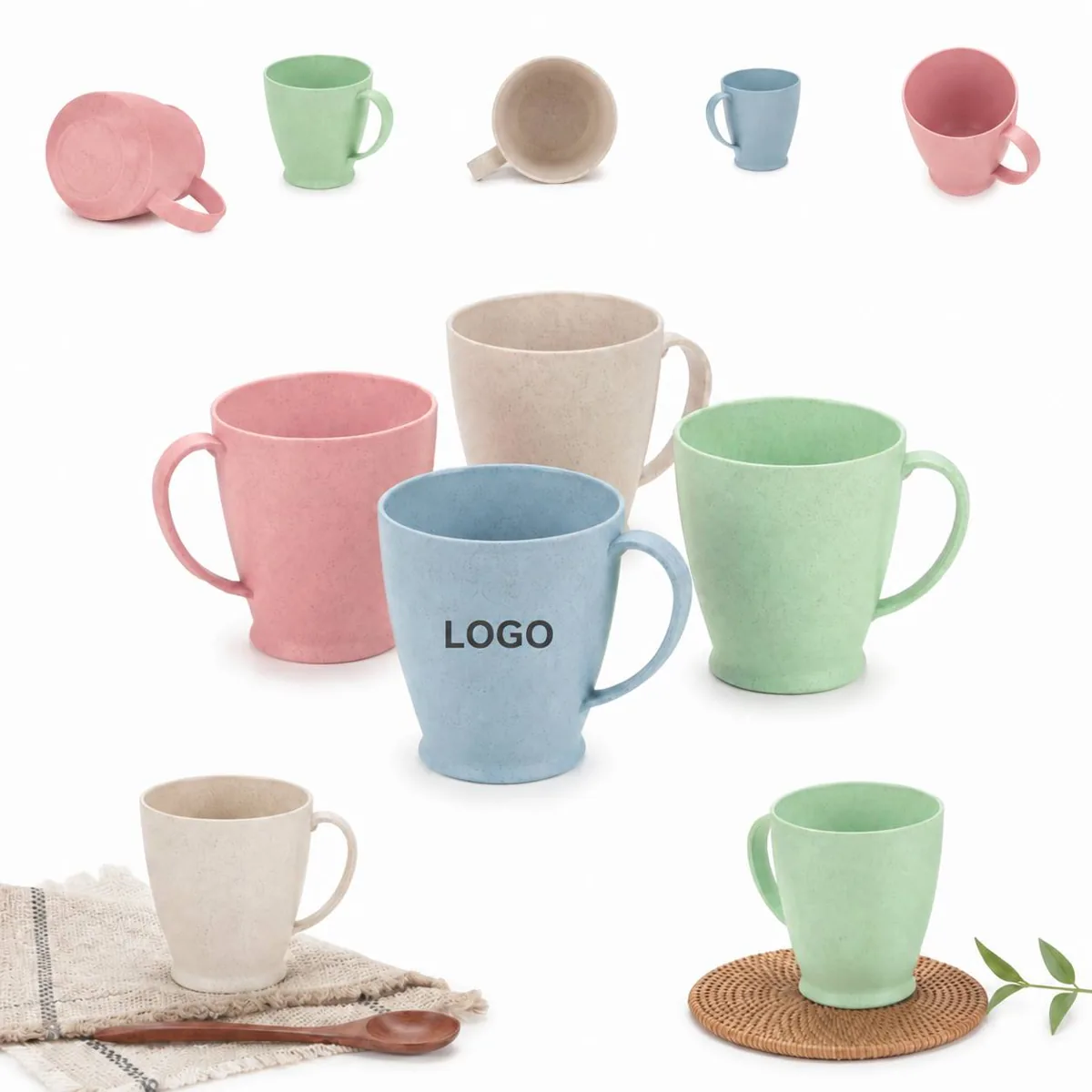 Eco Wheat Straw Coffee Cup 10oz, Microwave Safe, Reusable