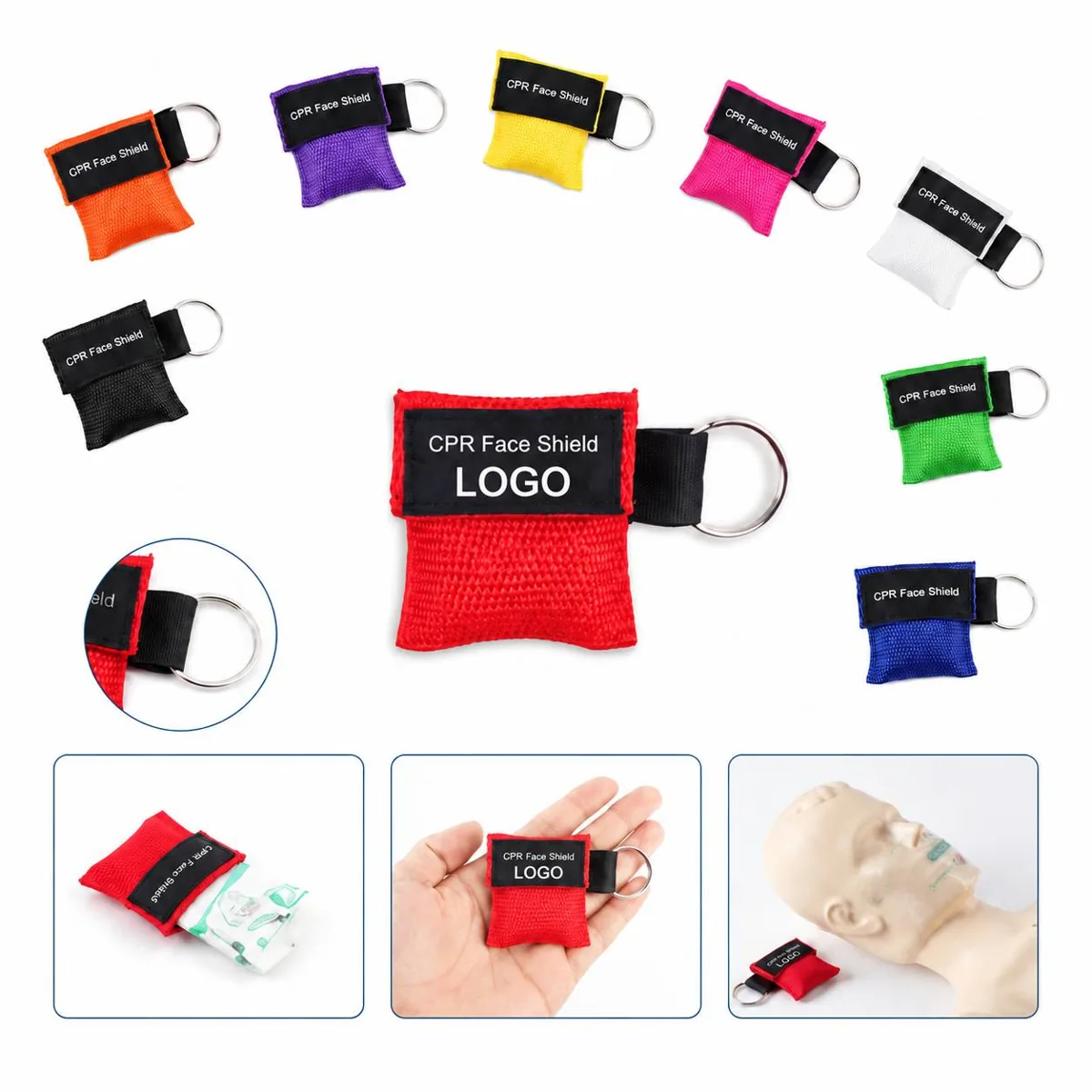 Compact CPR Keychain Mask with One-Way Valve for Emergency