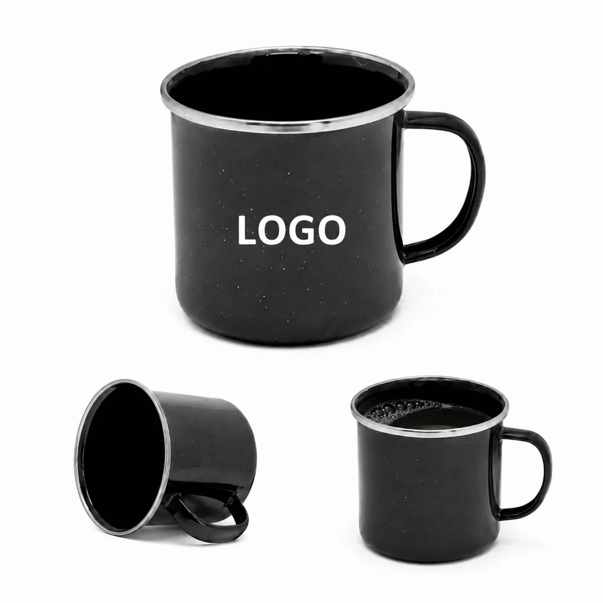Retro Speckled Enamel Camping Mug with Handle