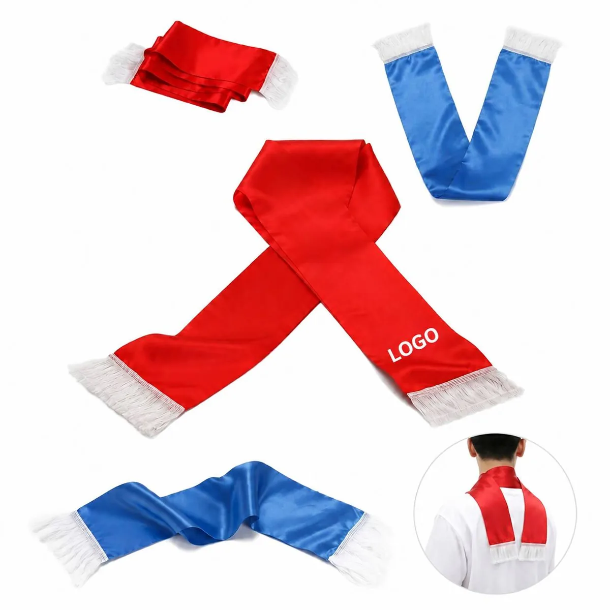 Customizable Soccer Fan Scarf with Fringed Edge