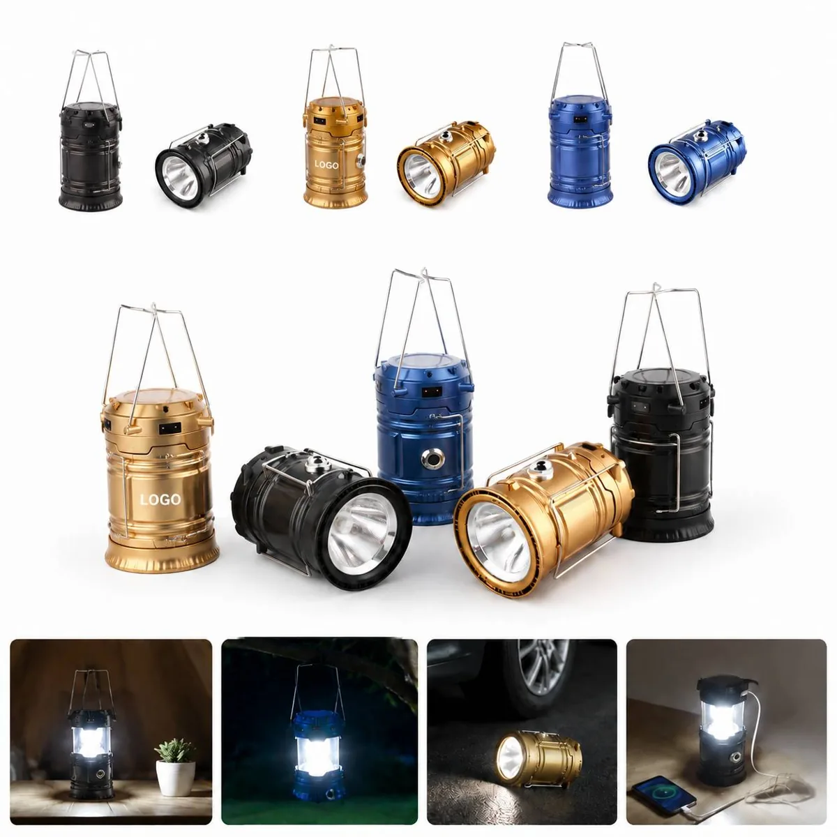 Collapsible Solar Camping Lantern with Adjustable Brightness