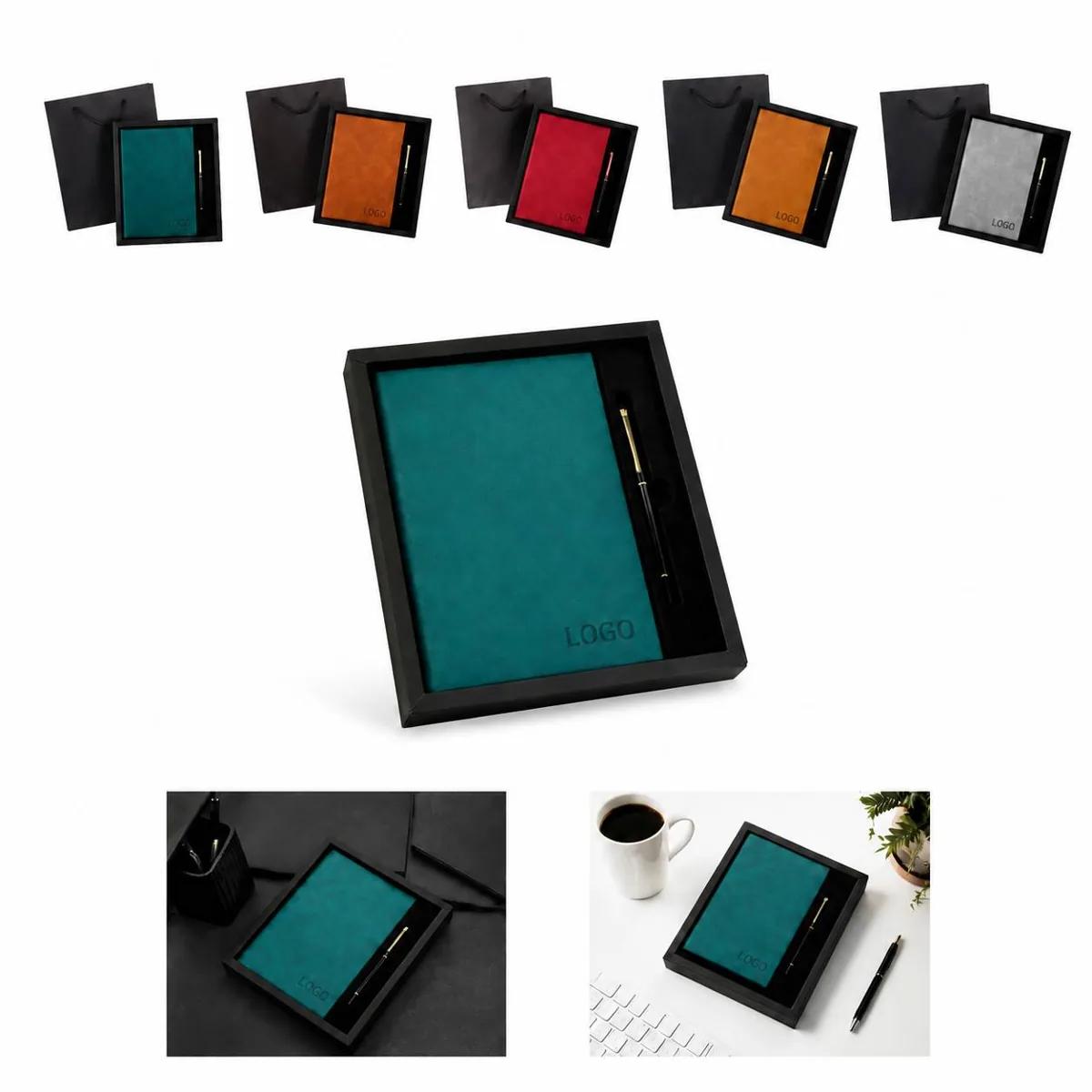 A5 PU Leather Journal & Pen Set with Ribbon Bookmark