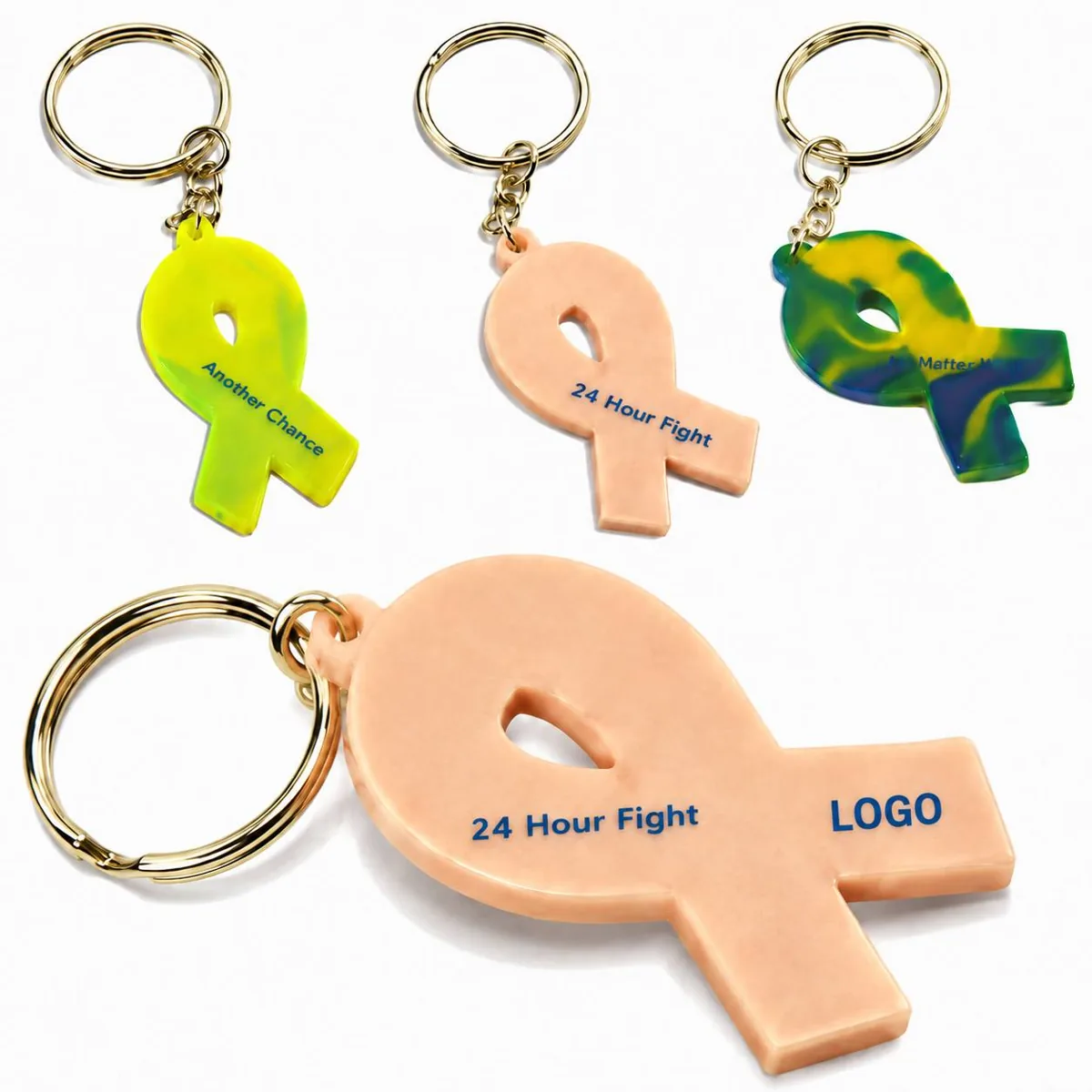 Awareness Ribbon Silicone Keychain Durable Cause Support