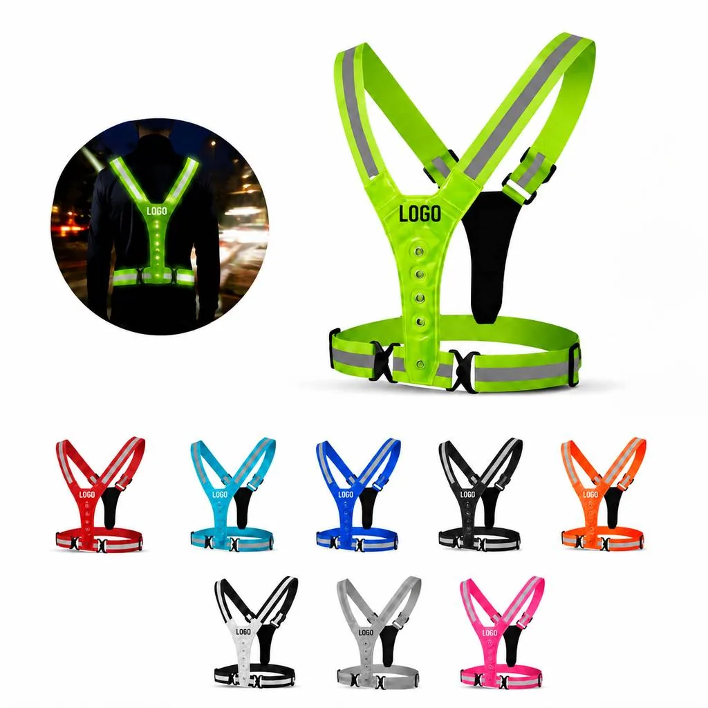 LED High-Visibility Safety Vest with Rechargeable Flashing
