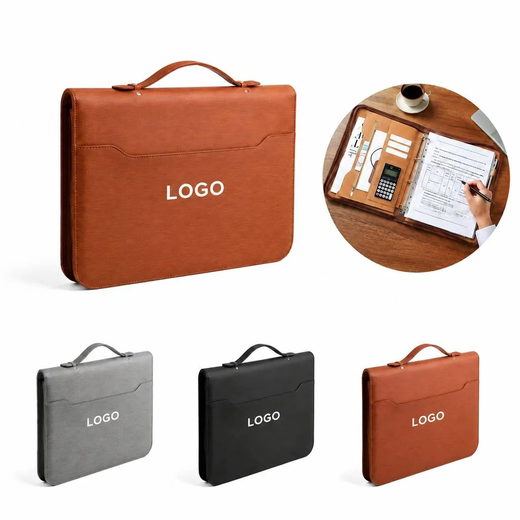 Zippered Padfolio Case with Pockets for Documents Pens