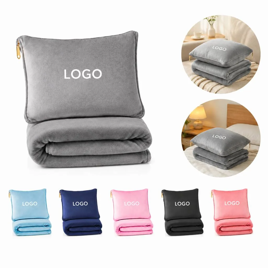 2-in-1 Foldable Neck Pillow and Travel Blanket for Flights