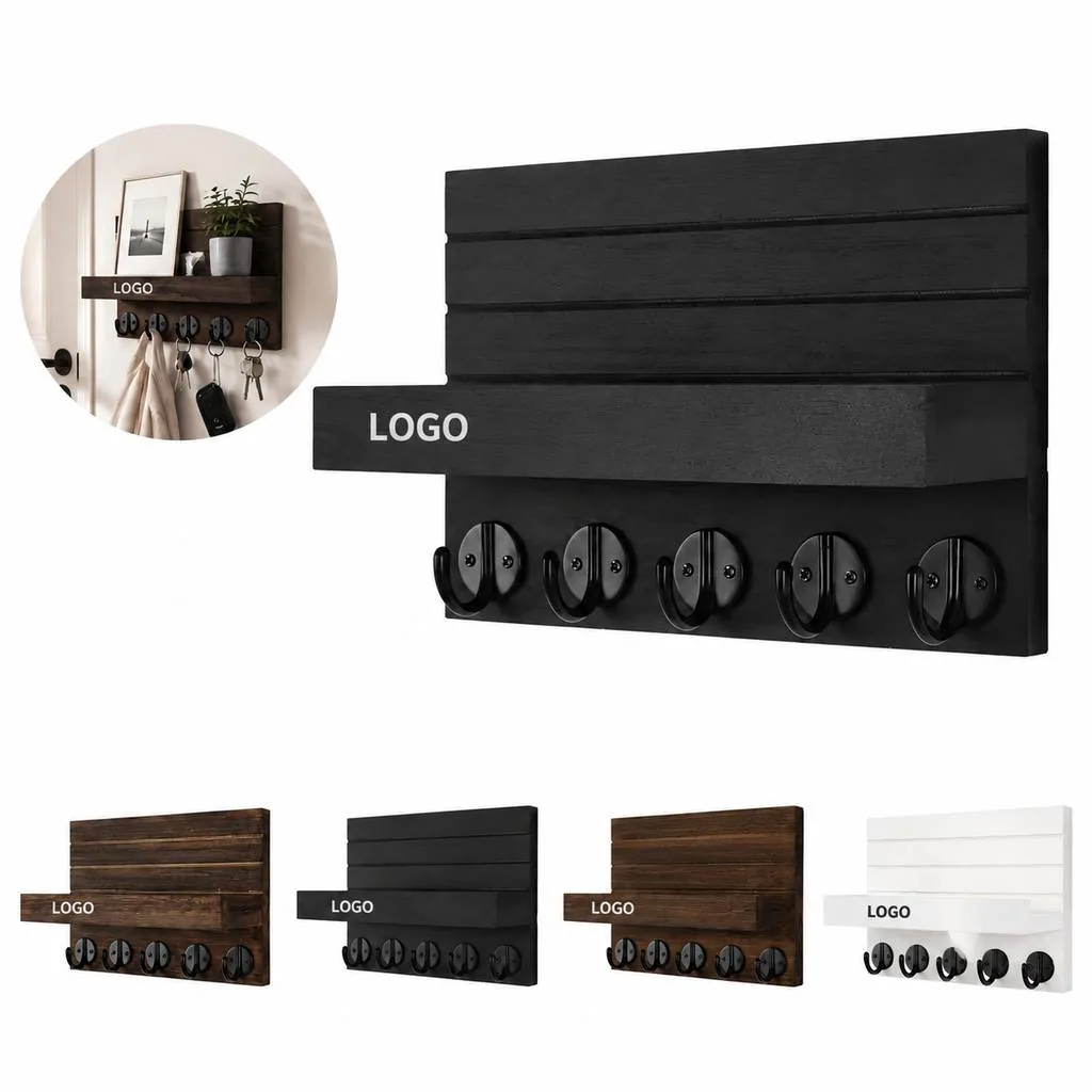 Wall Mounted Key Rack Organizer with Storage Shelf