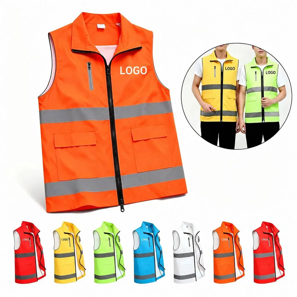 High-Visibility Safety Vest with Pockets and Reflective