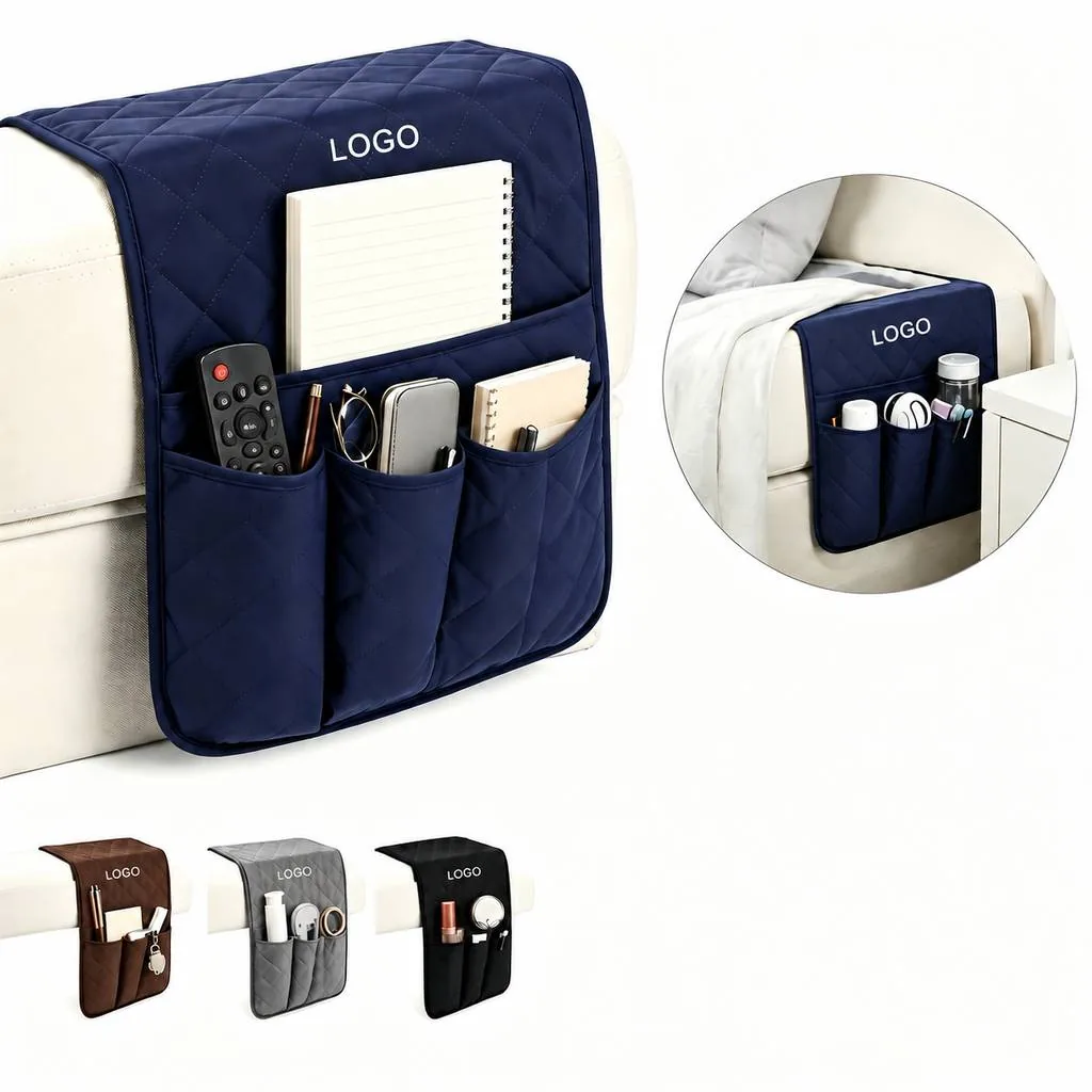 Sofa Armrest Caddy with Non-Slip Design and Pockets
