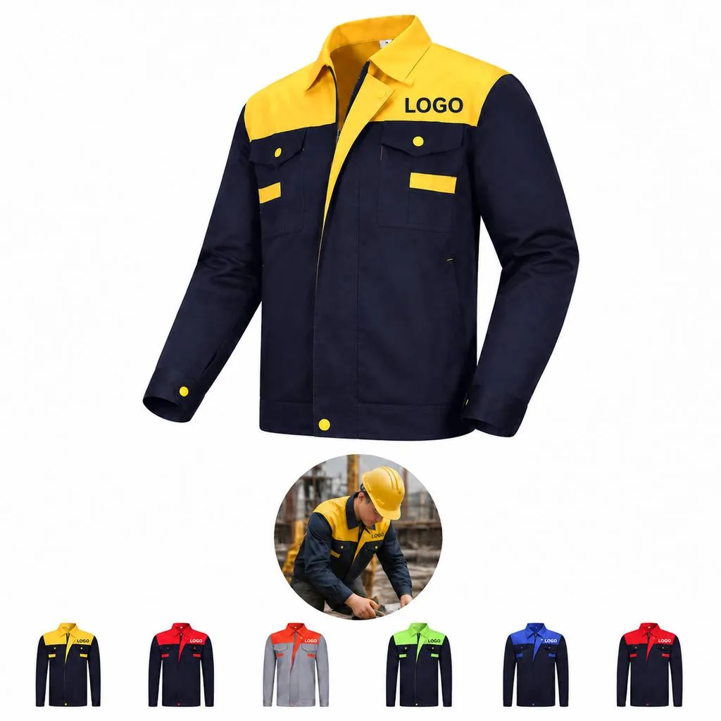 Color Block Work Jacket with Reinforced Stitching