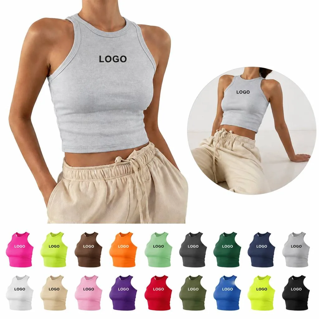 Women's Sleeveless Racerback Athletic Crop Top