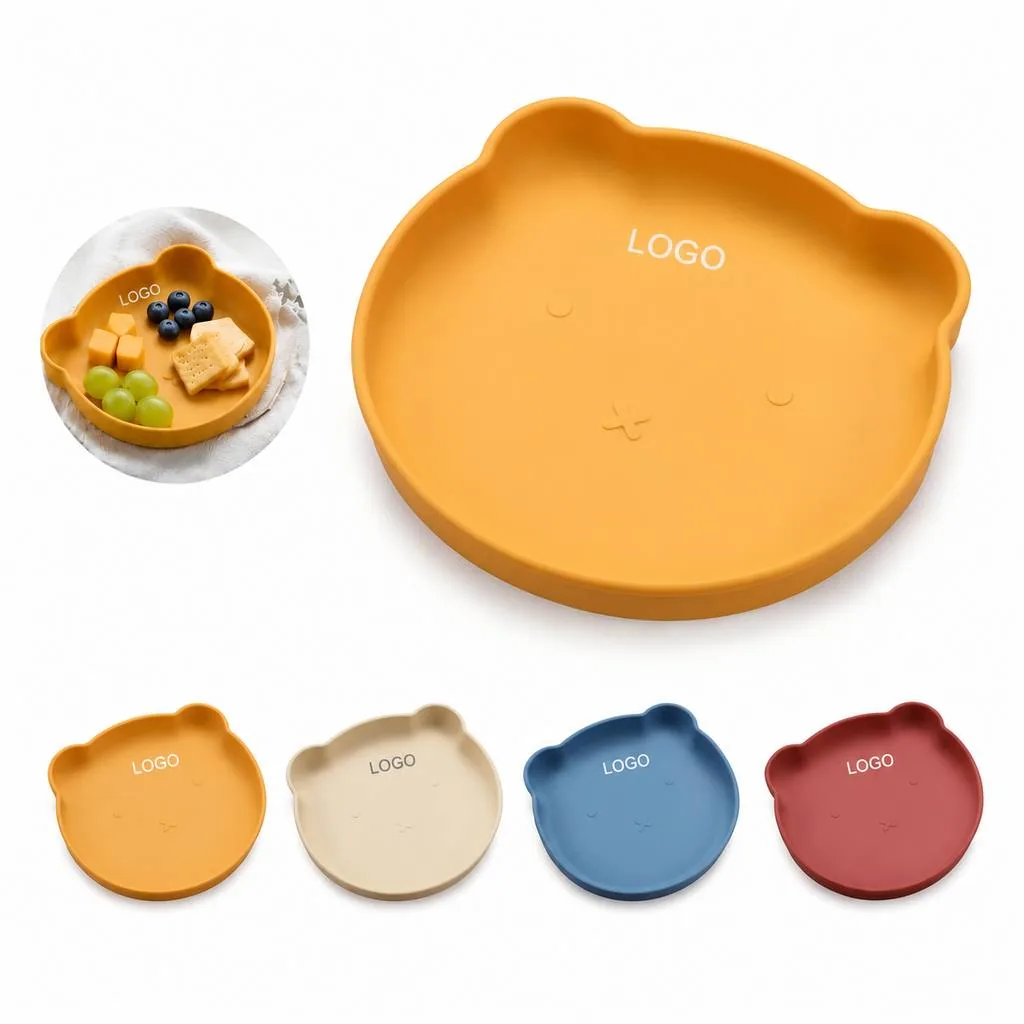 Divided Silicone Baby Plate with Cartoon Design