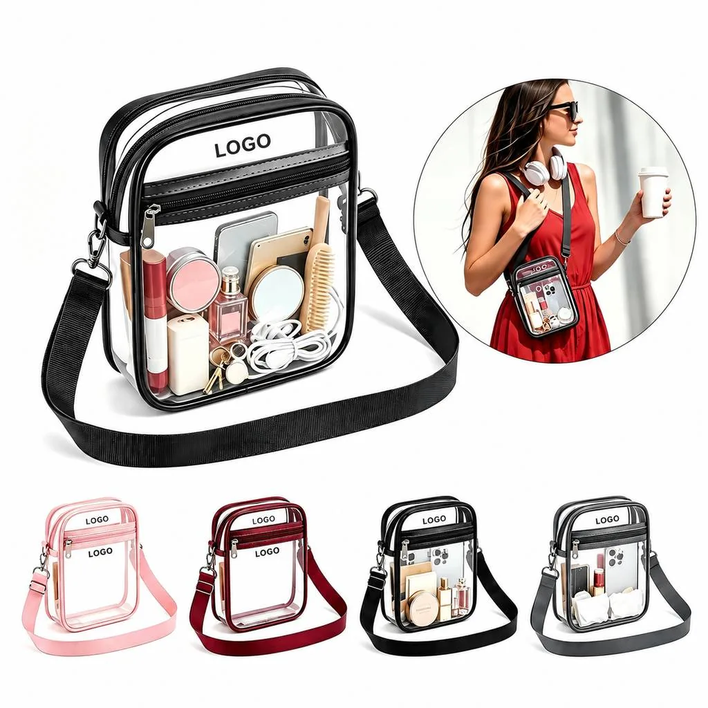 Transparent PVC Crossbody Stadium Bag Adjustable Strap