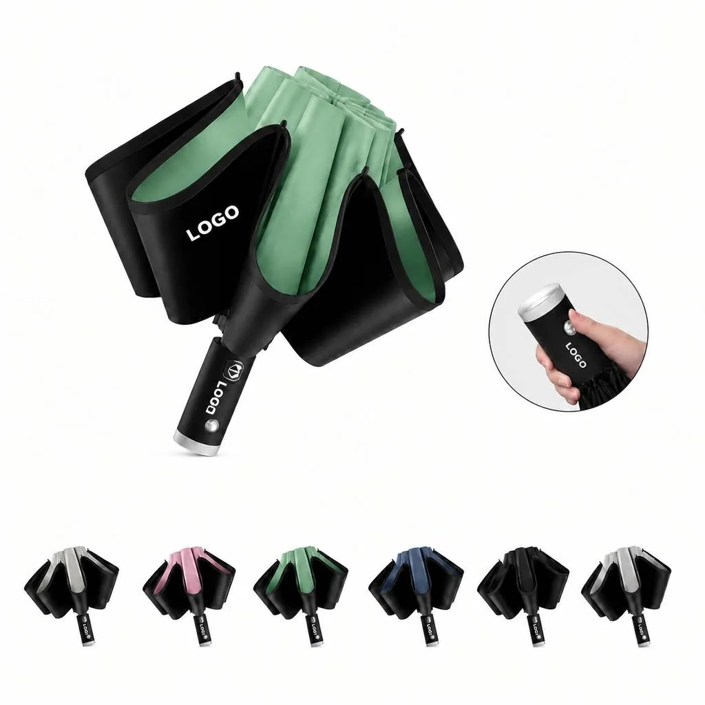 LED Lighted Umbrella with Reflective Canopy