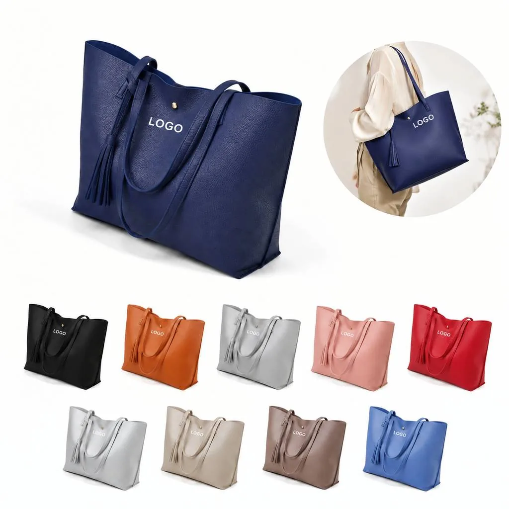 Women's Faux Leather Tassel Tote Bag for Daily Use