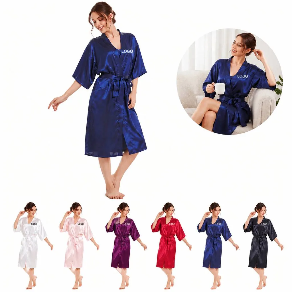 Elegant Satin Wrap Robe with Pockets for Lounging